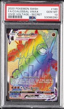 2020 POKEMON SWORD & SHIELD VIVID VOLTAGE SECRET FULL ART/COALOSSAL VMAX PSA 10 - Image 2