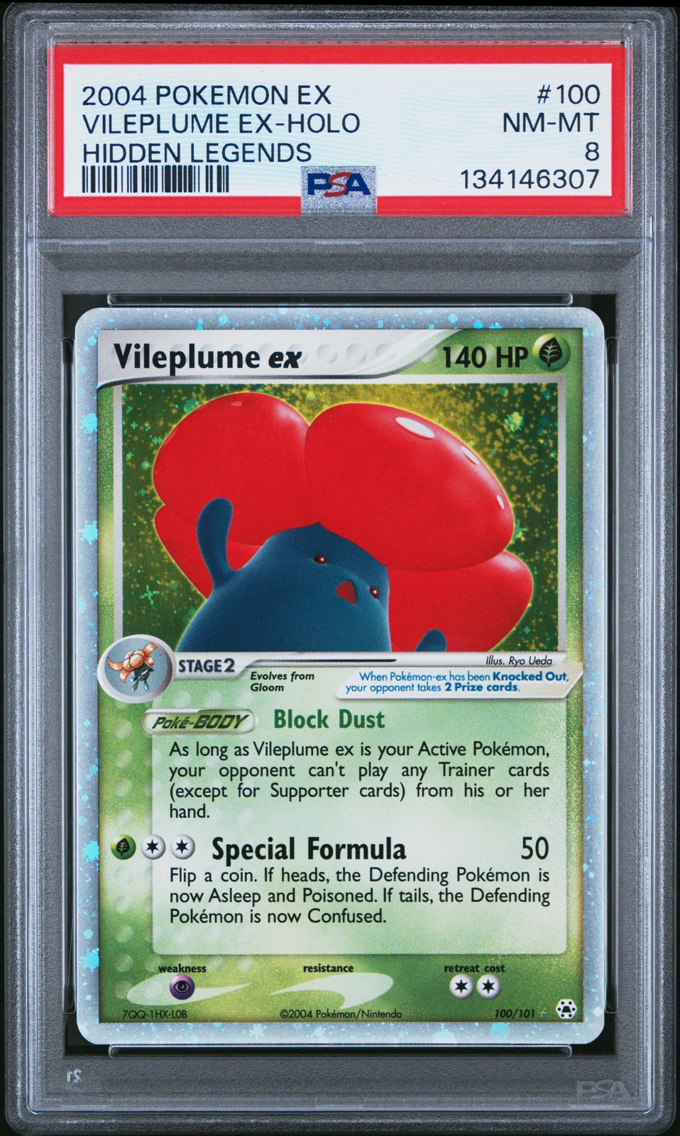 2004 POKEMON EX HIDDEN LEGENDS #100 VILEPLUME EX-HOLO PSA 8 - Image 1