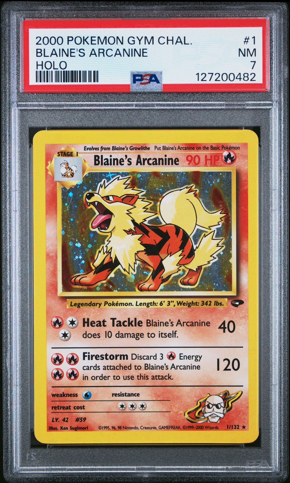 2000 POKEMON GYM CHALLENGE HOLO #1 BLAINE'S ARCANINE PSA 7 - Image 1