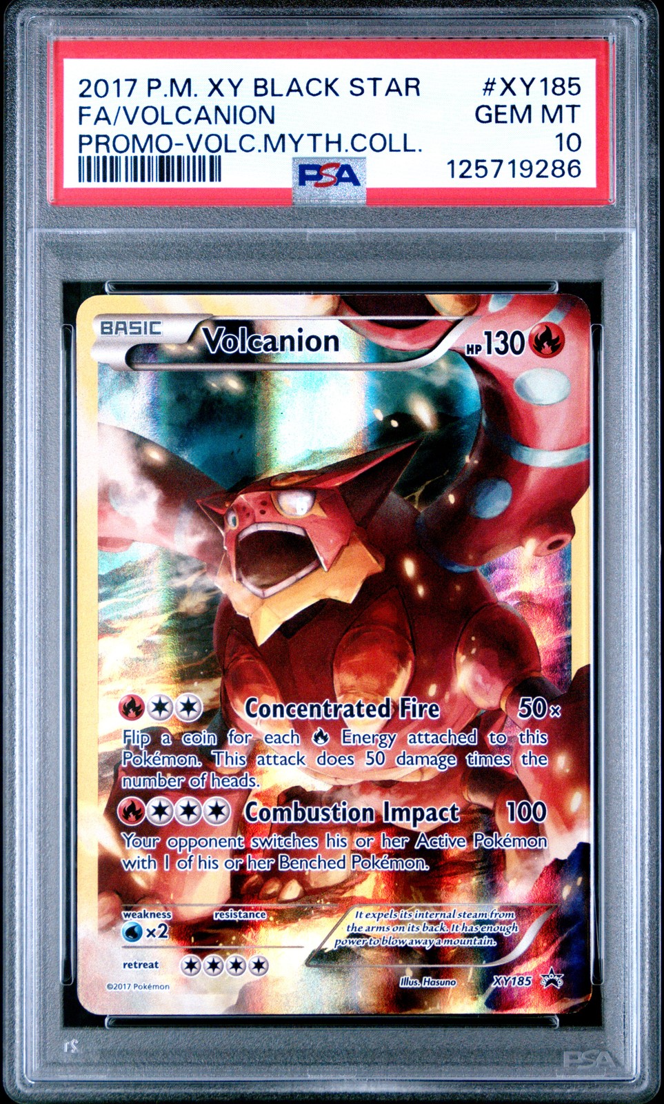 2017 POKEMON XY BLACK STAR PROMO #XY185 FULL ART/VOLCANION PSA 10 - Image 1