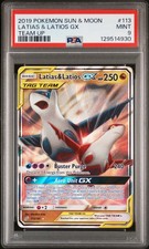 2019 POKEMON SUN & MOON TEAM UP #113 LATIAS & LATIOS GX PSA 9 - Image 2