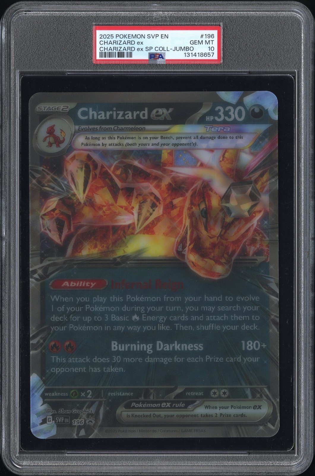 2025 POKEMON SVP EN-SV BLACK STAR PROMO #196 CHARIZARD EX PSA 10 - Image 1