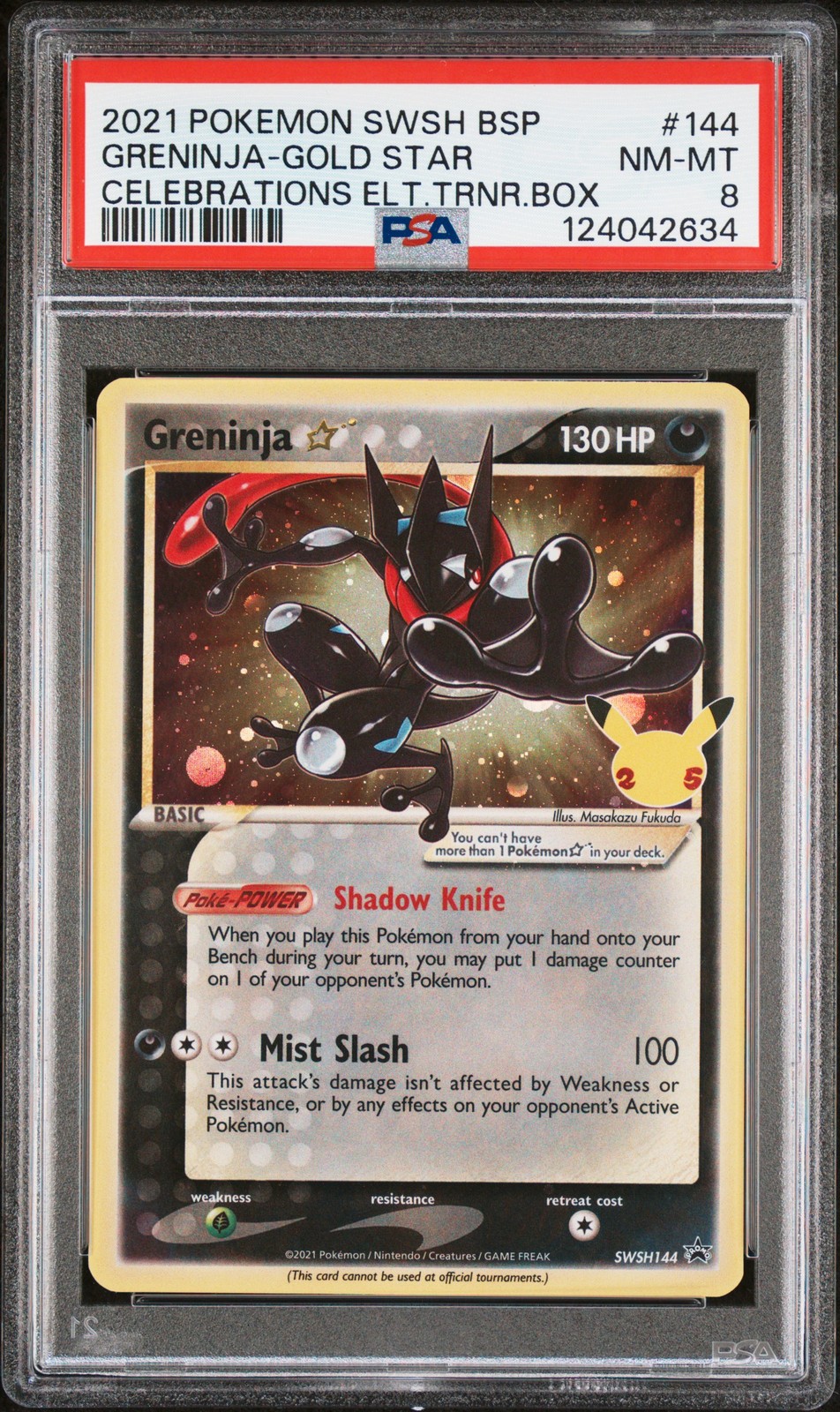2021 POKEMON SWSH BLACK STAR PROMO #144 GRENINJA-GOLD STAR PSA 8 - Image 1