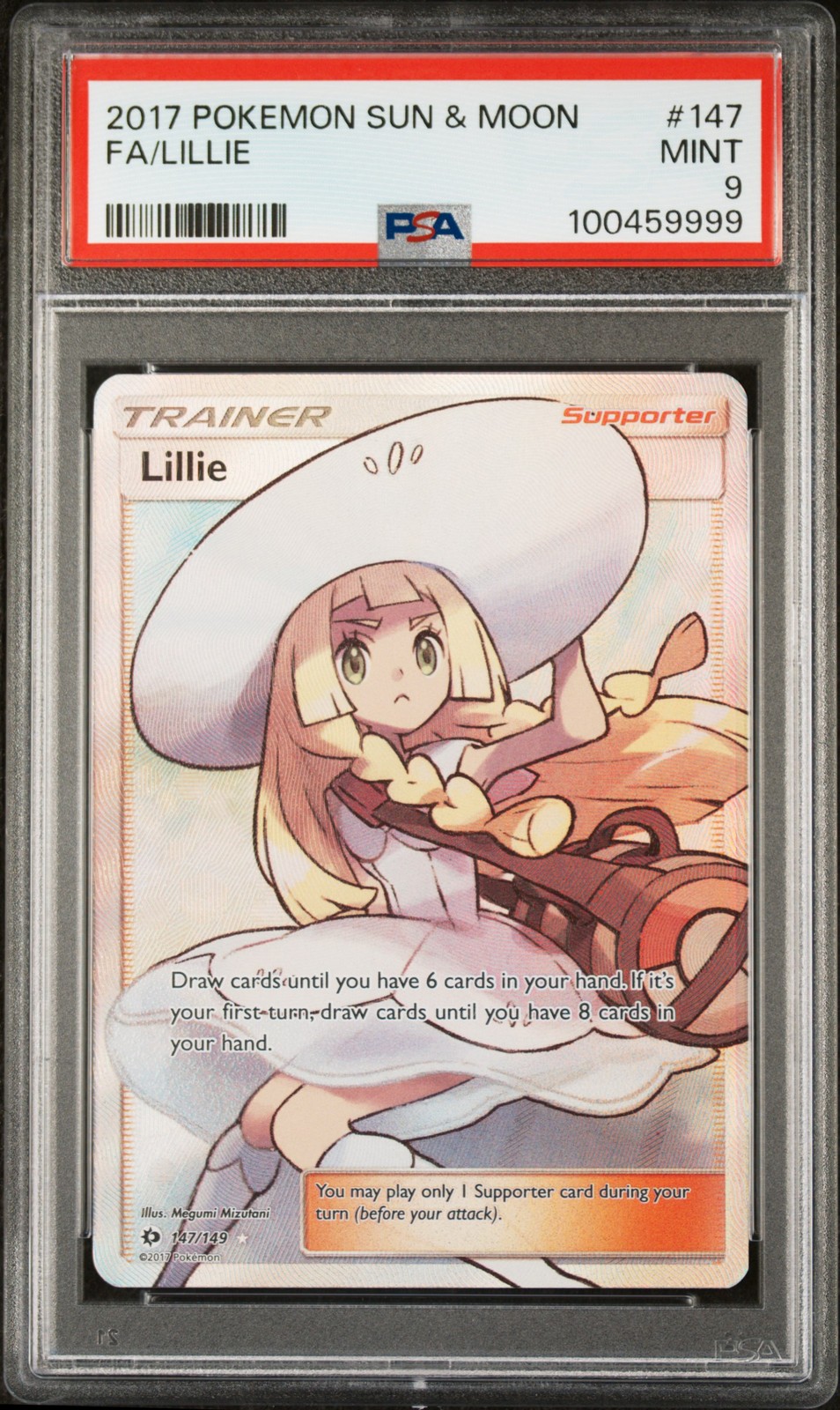 2017 POKEMON SUN & MOON #147 FULL ART/LILLIE PSA 9 - Image 1