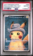2023 POKEMON SVP EN-SV BLACK STAR PROMO #085 PIKACHU WITH GREY FELT HAT PSA 10 - Image 2