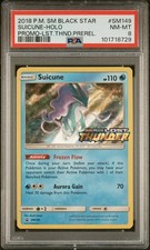 2018 POKEMON SM BLACK STAR PROMO LOST THUNDER PRERELEASE SUICUNE-HOLO PSA 8 - Image 2