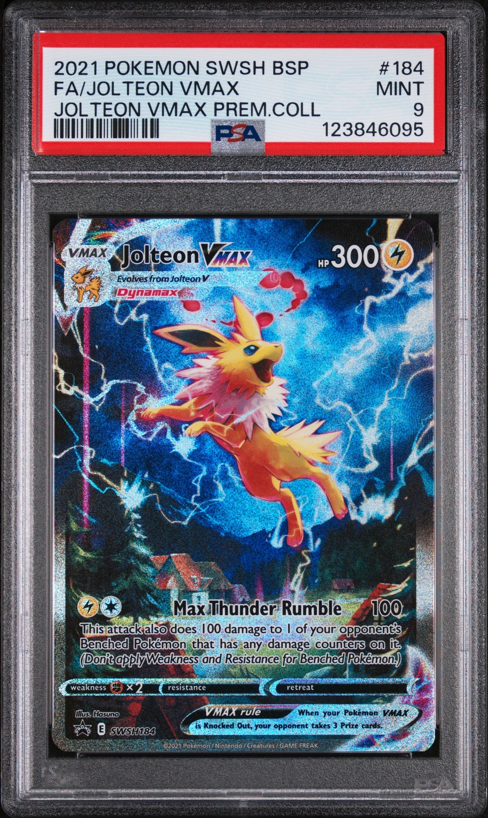 2021 POKEMON SWSH BLACK STAR PROMO #184 FULL ART/JOLTEON VMAX PSA 9 - Image 1