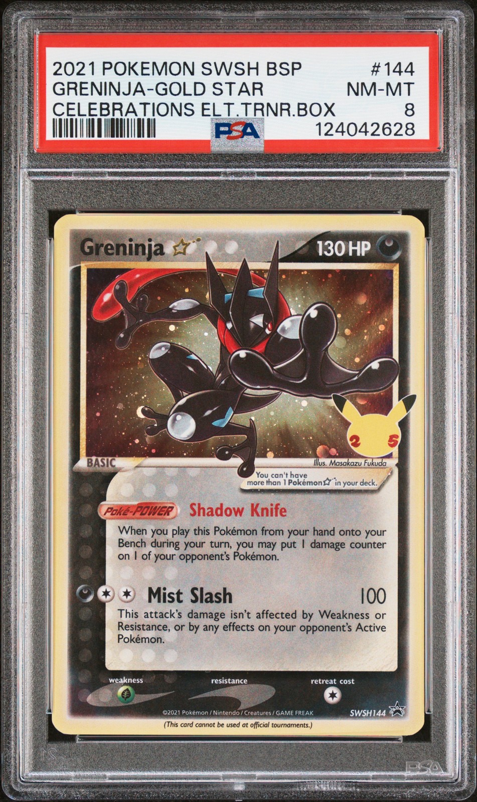 2021 POKEMON SWSH BLACK STAR PROMO #144 GRENINJA-GOLD STAR PSA 8 - Image 1