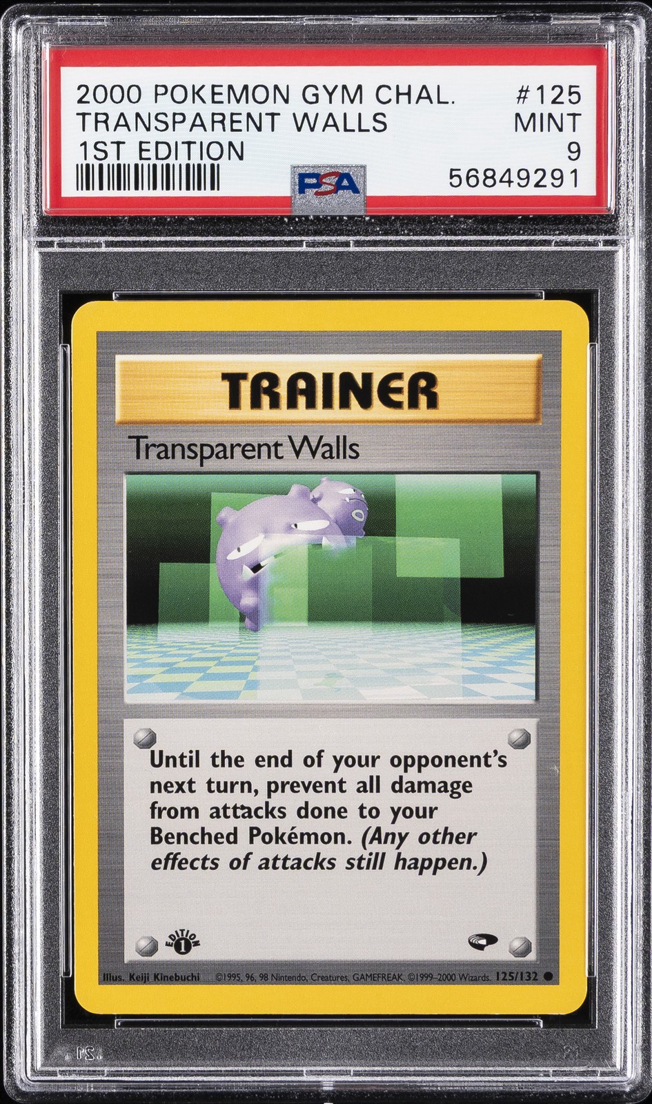2000 POKEMON GYM CHALLENGE 1ST ED #125 TRANSPARENT WALLS PSA 9