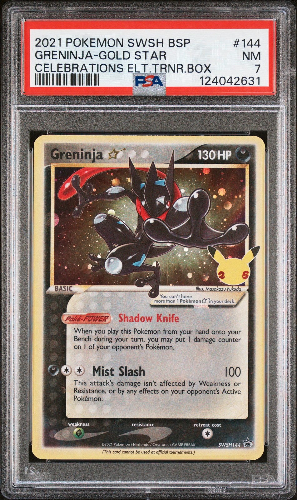 2021 POKEMON SWSH BLACK STAR PROMO #144 GRENINJA-GOLD STAR PSA 7 - Image 1