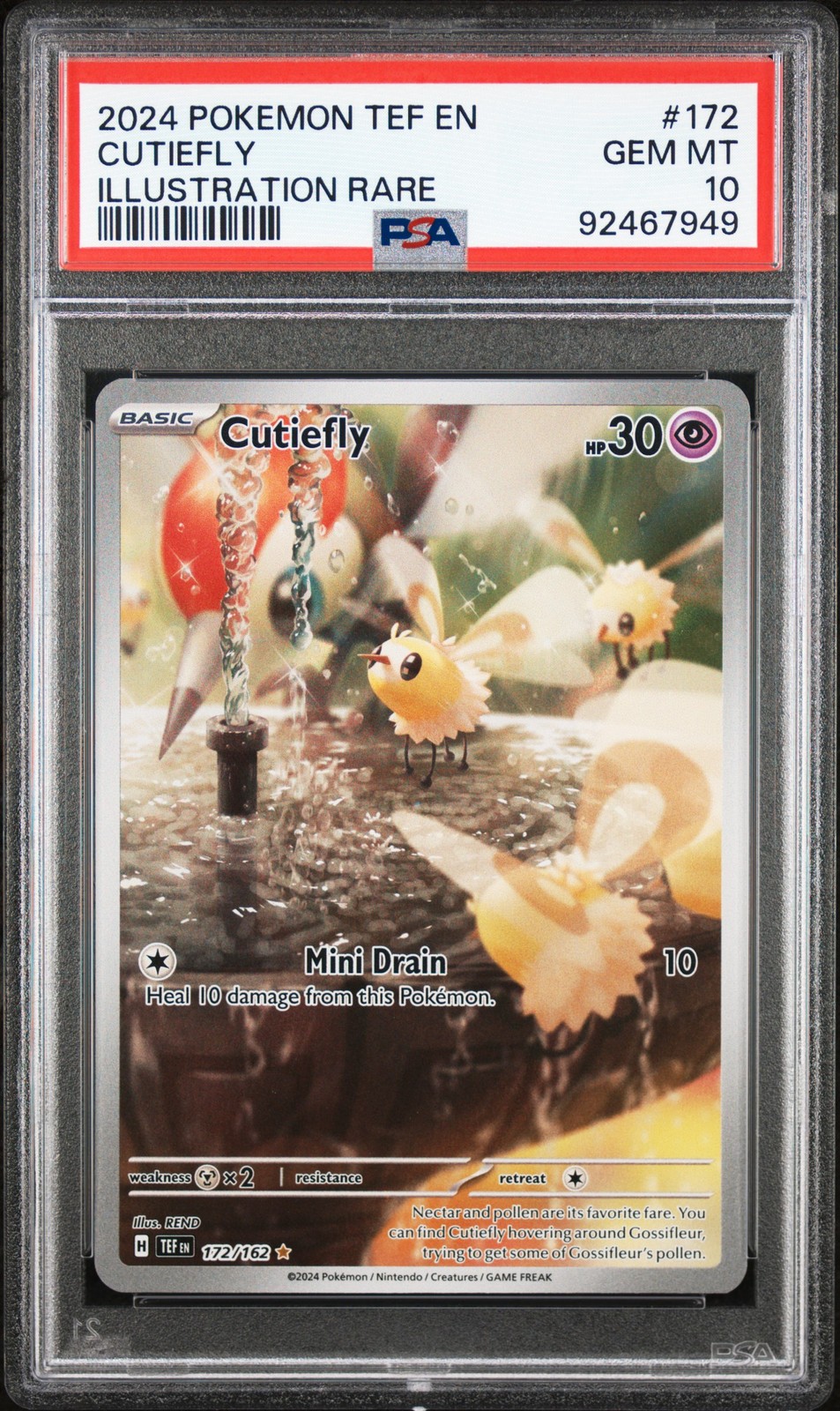 2024 POKEMON TEF EN-TEMPORAL FORCES ILLUSTRATION RARE #172 CUTIEFLY PSA 10 - Image 1