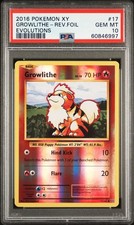 2016 POKEMON XY EVOLUTIONS #17 GROWLITHE-REVERSE FOIL PSA 10 - Image 2