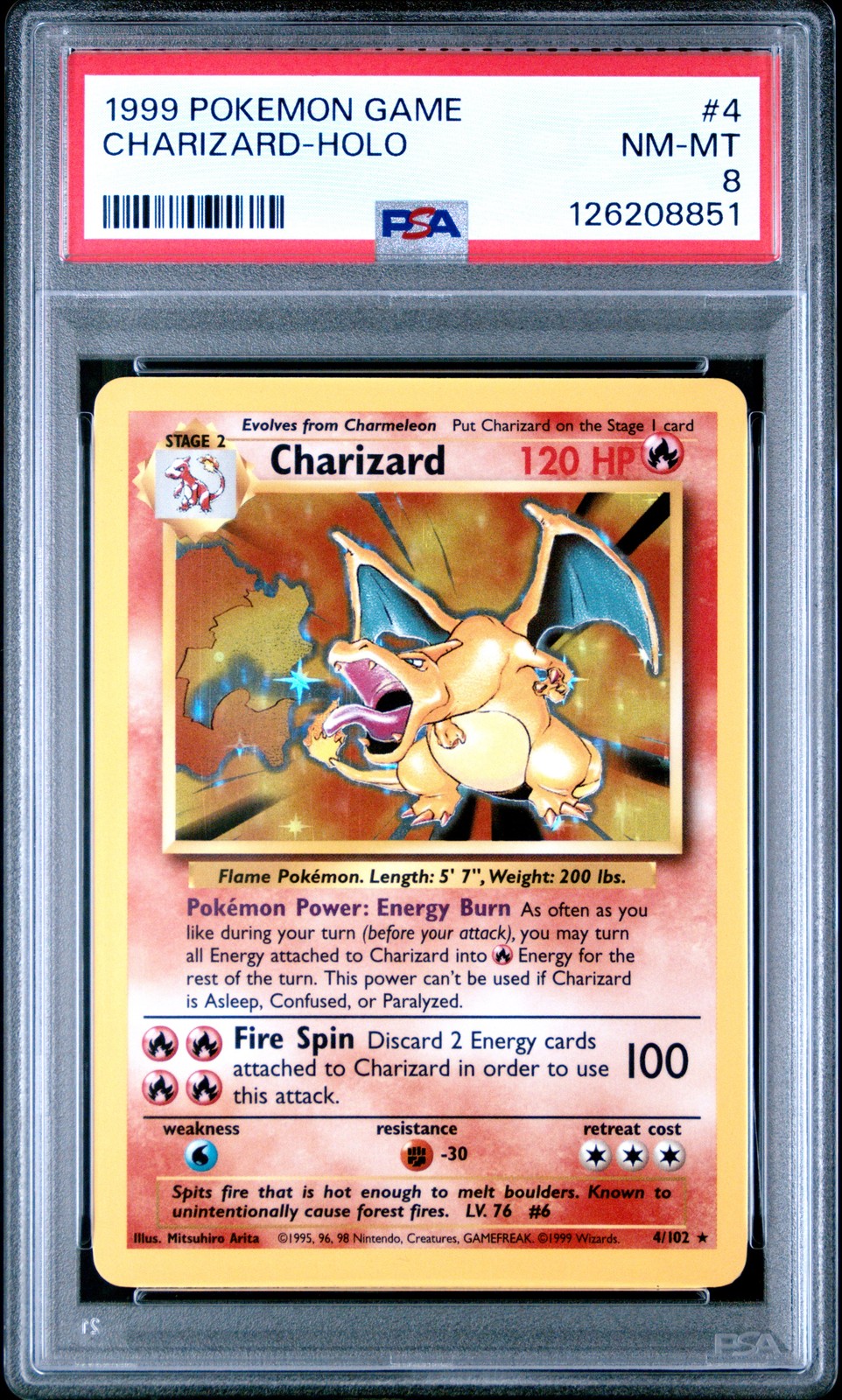 1999 POKEMON GAME #4 CHARIZARD-HOLO PSA 8 - Image 1