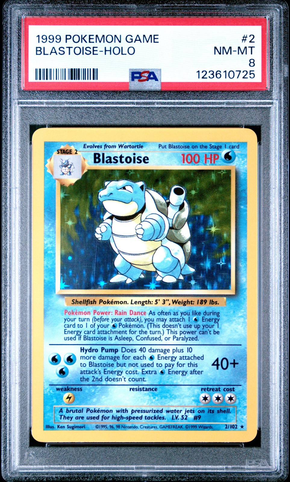 1999 POKEMON GAME #2 BLASTOISE-HOLO PSA 8 - Image 1