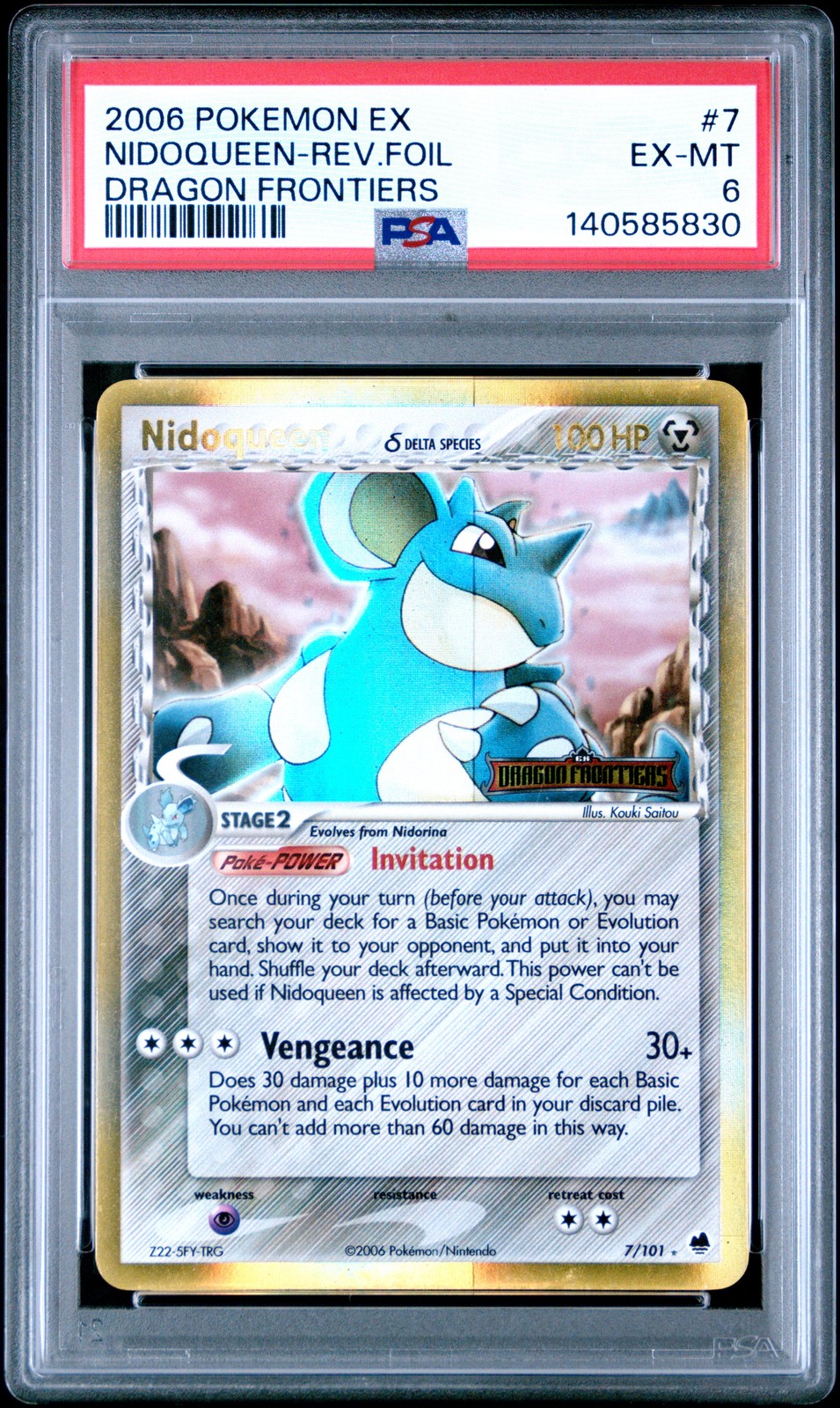 2006 POKEMON EX DRAGON FRONTIERS #7 NIDOQUEEN-REVERSE FOIL PSA 6 - Image 1