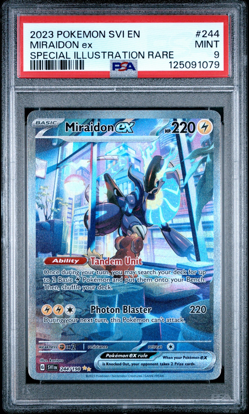 2023 POKEMON SVI EN-SCARLET & VIOLET SPECIAL ILLUSTRATION RARE MIRAIDON EX PSA 9 - Image 1
