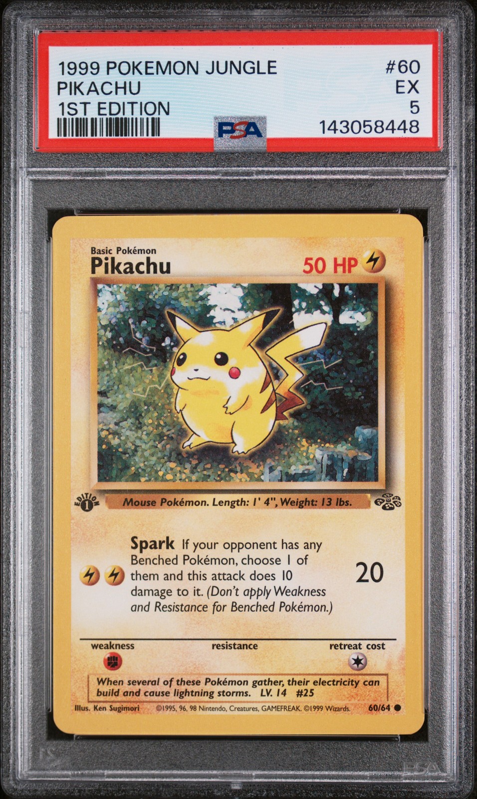 1999 POKEMON JUNGLE 1ST ED #60 PIKACHU PSA 5 - Image 1