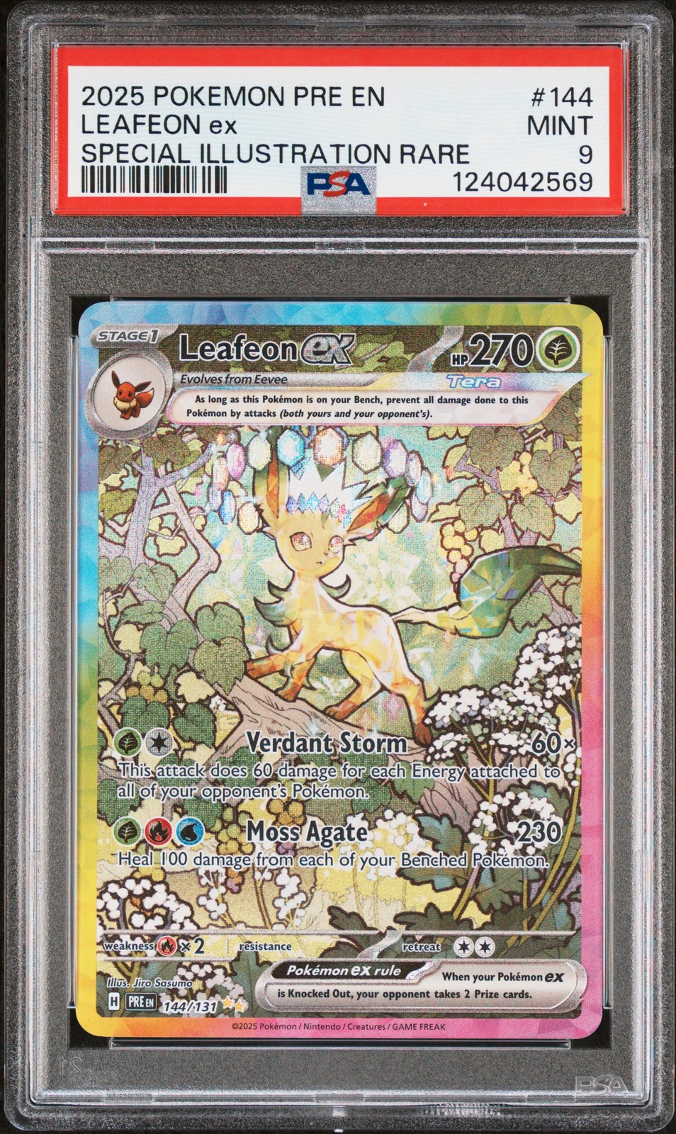 2025 POKEMON PRE EN-PRISMATIC EVOLUTIONS #144 LEAFEON EX PSA 9 - Image 1