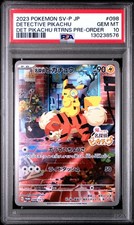 2023 POKEMON JPN SV-P PROMO #098 DETECTIVE PIKACHU PSA 10 - Image 2