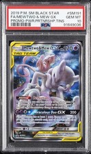 2019 POKEMON SM BLACK STAR PROMO #SM191 FULL ART/MEWTWO & MEW GX PSA 10 - Image 2