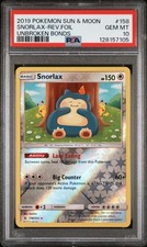 2019 POKEMON SUN & MOON UNBROKEN BONDS #158 SNORLAX-REVERSE FOIL PSA 10 - Image 2
