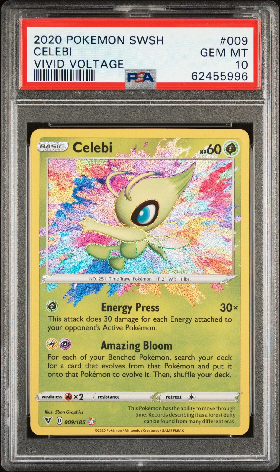 2020 POKEMON SWORD & SHIELD VIVID VOLTAGE #009 CELEBI PSA 10 - Image 1