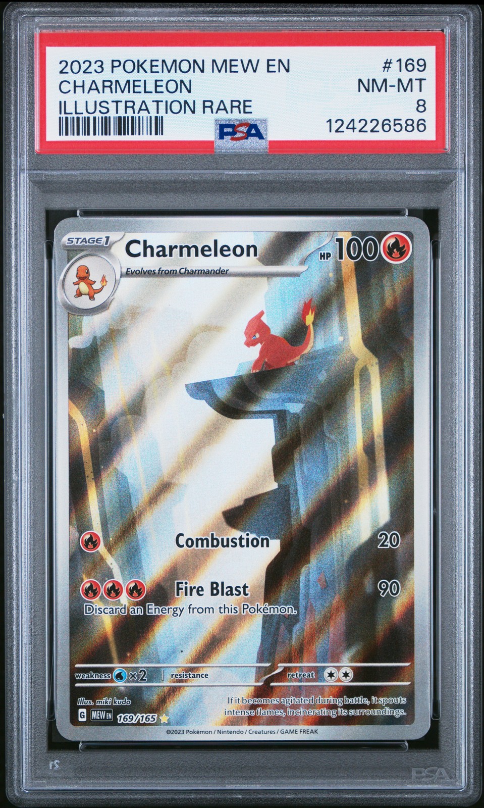 2023 POKEMON MEW EN-151 ILLUSTRATION RARE #169 CHARMELEON PSA 8 - Image 1