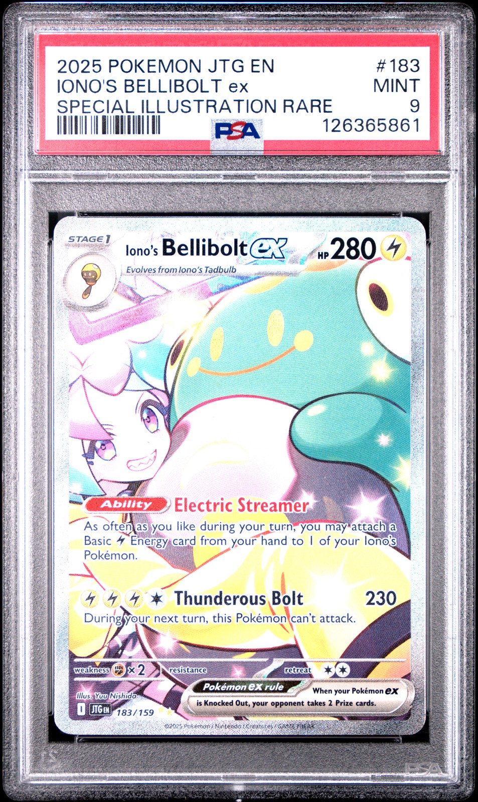 2025 POKEMON JTG EN-JOURNEY TOGETHER #183 IONO'S BELLIBOLT EX PSA 9 - Image 1
