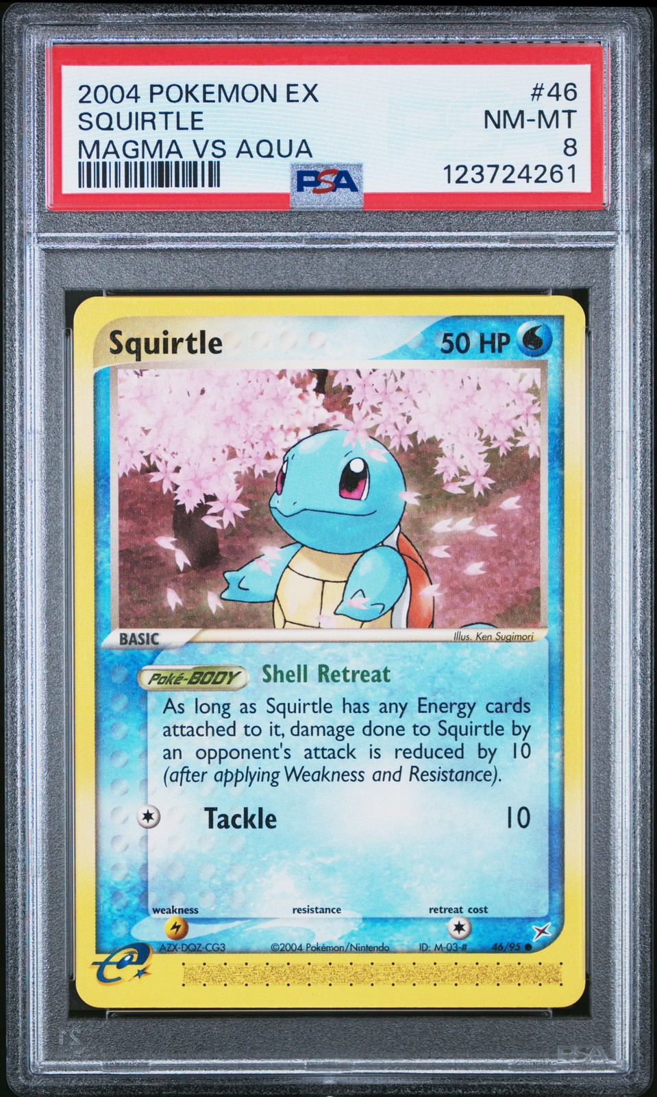 2004 POKEMON EX TEAM MAGMA VS TEAM AQUA #46 SQUIRTLE PSA 8 - Image 1
