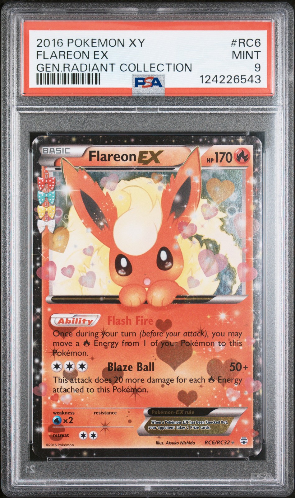2016 POKEMON XY GENERATIONS RADIANT COLL #RC6 FLAREON EX PSA 9 - Image 1