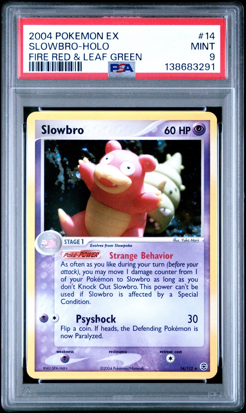 2004 POKEMON EX FIRE RED & LEAF GREEN #14 SLOWBRO-HOLO PSA 9 - Image 1