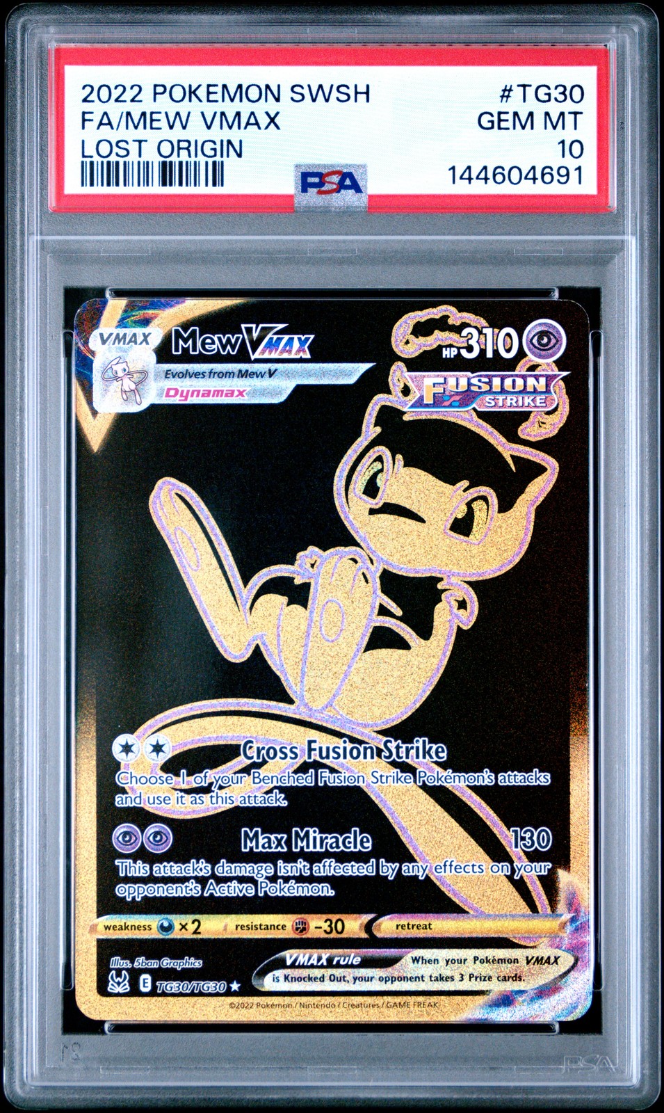 2022 POKEMON SWORD & SHIELD LOST ORIGIN #TG30 FULL ART/MEW VMAX PSA 10 - Image 1