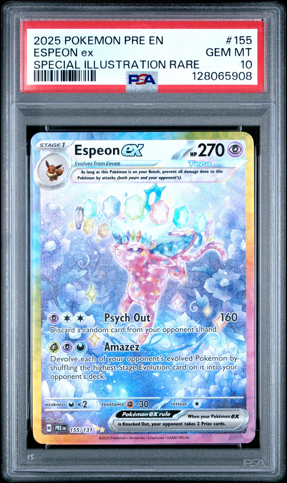 2025 POKEMON PRE EN-PRISMATIC EVOLUTIONS #155 ESPEON EX PSA 10 - Image 1
