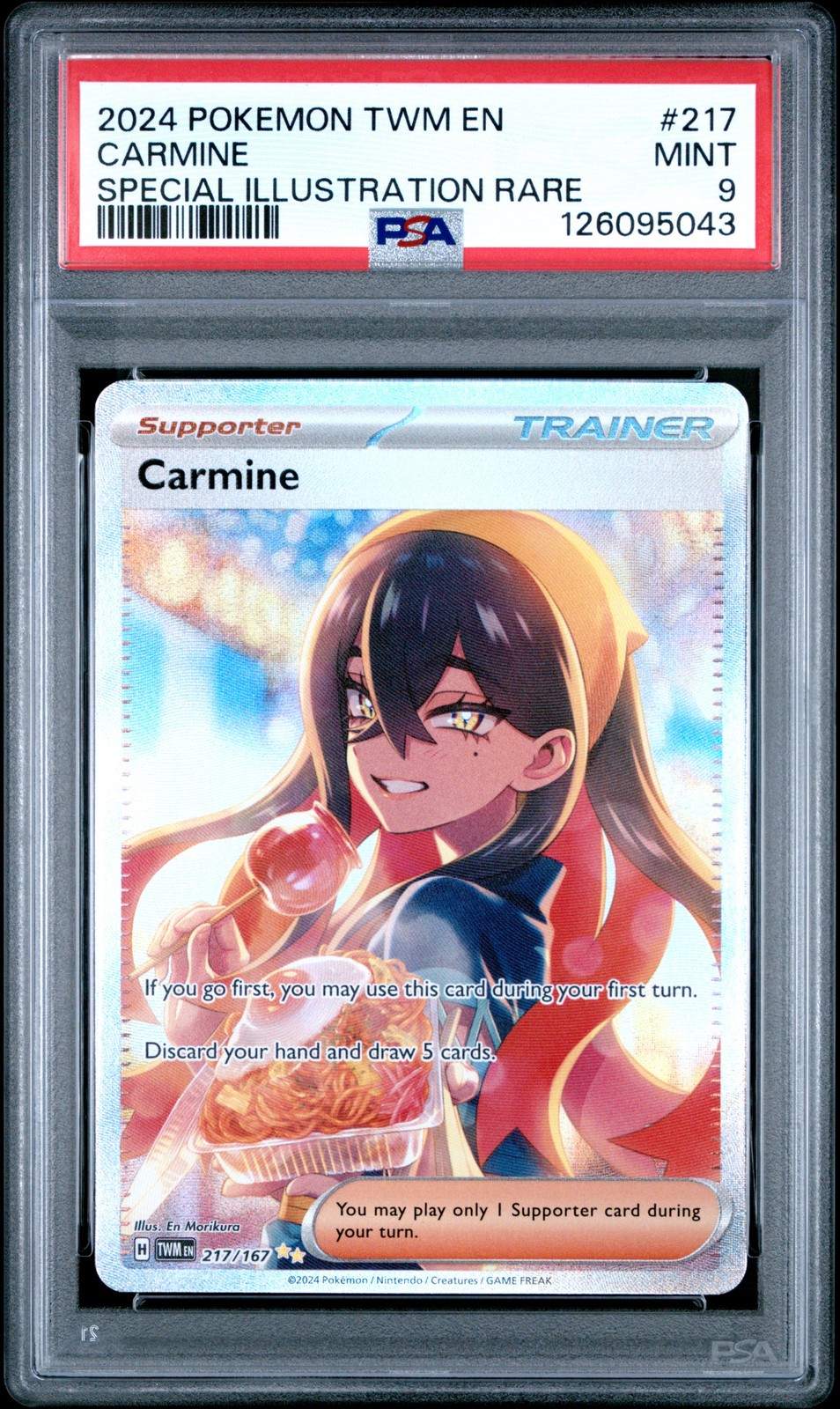 2024 POKEMON TWM EN-TWILIGHT MASQUERADE SPECIAL ILLUSTRATION RARE CARMINE PSA 9 - Image 1