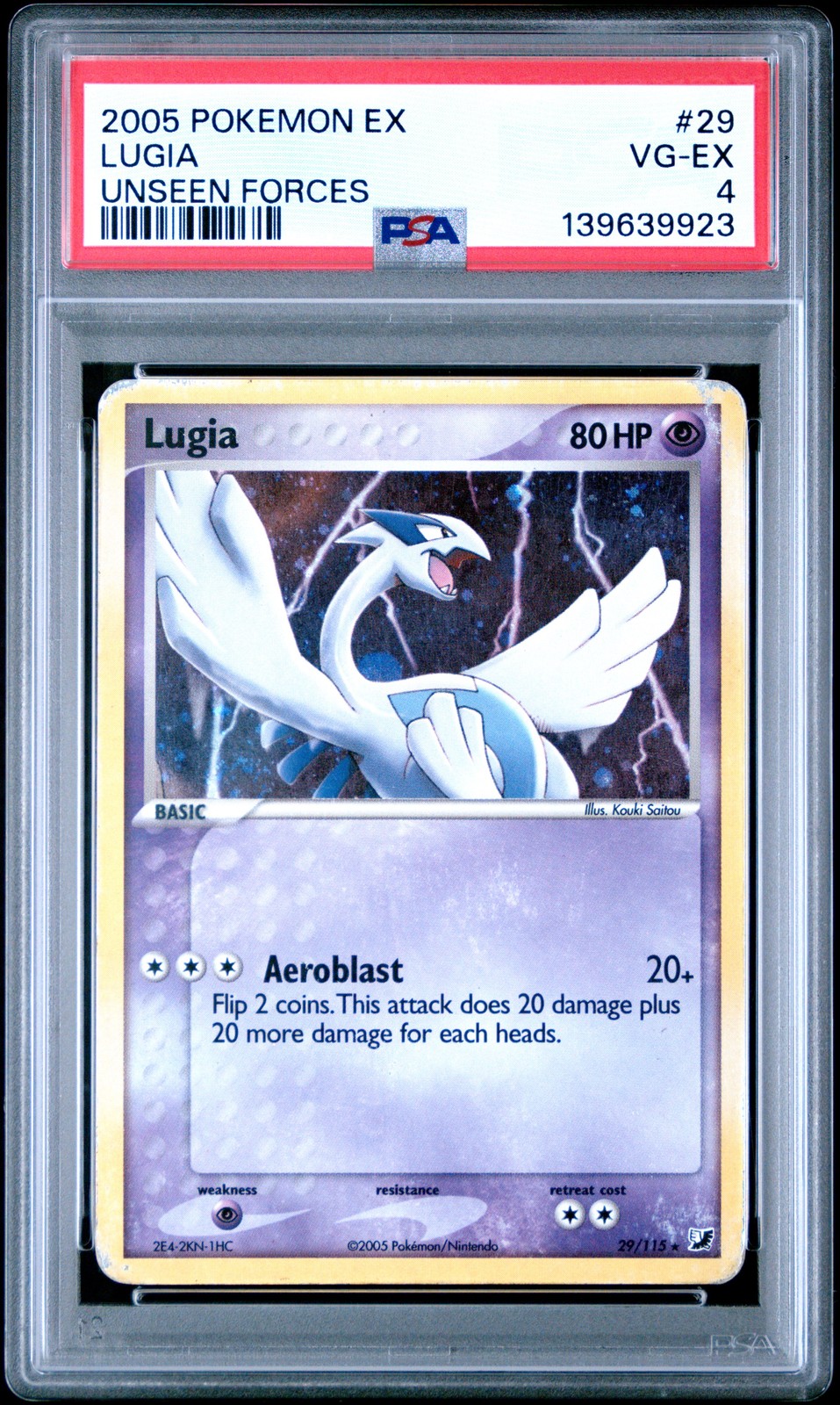 2005 POKEMON EX UNSEEN FORCES #29 LUGIA PSA 4 - Image 1