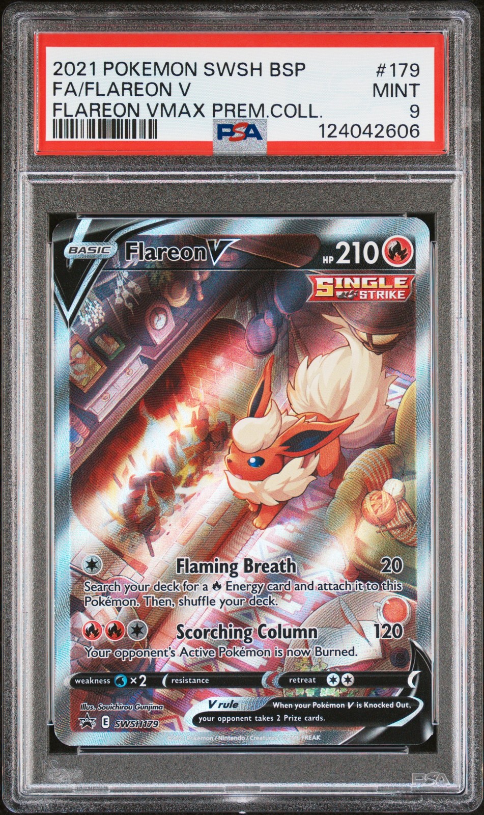 2021 POKEMON SWSH BLACK STAR PROMO #179 FULL ART/FLAREON V PSA 9 - Image 1
