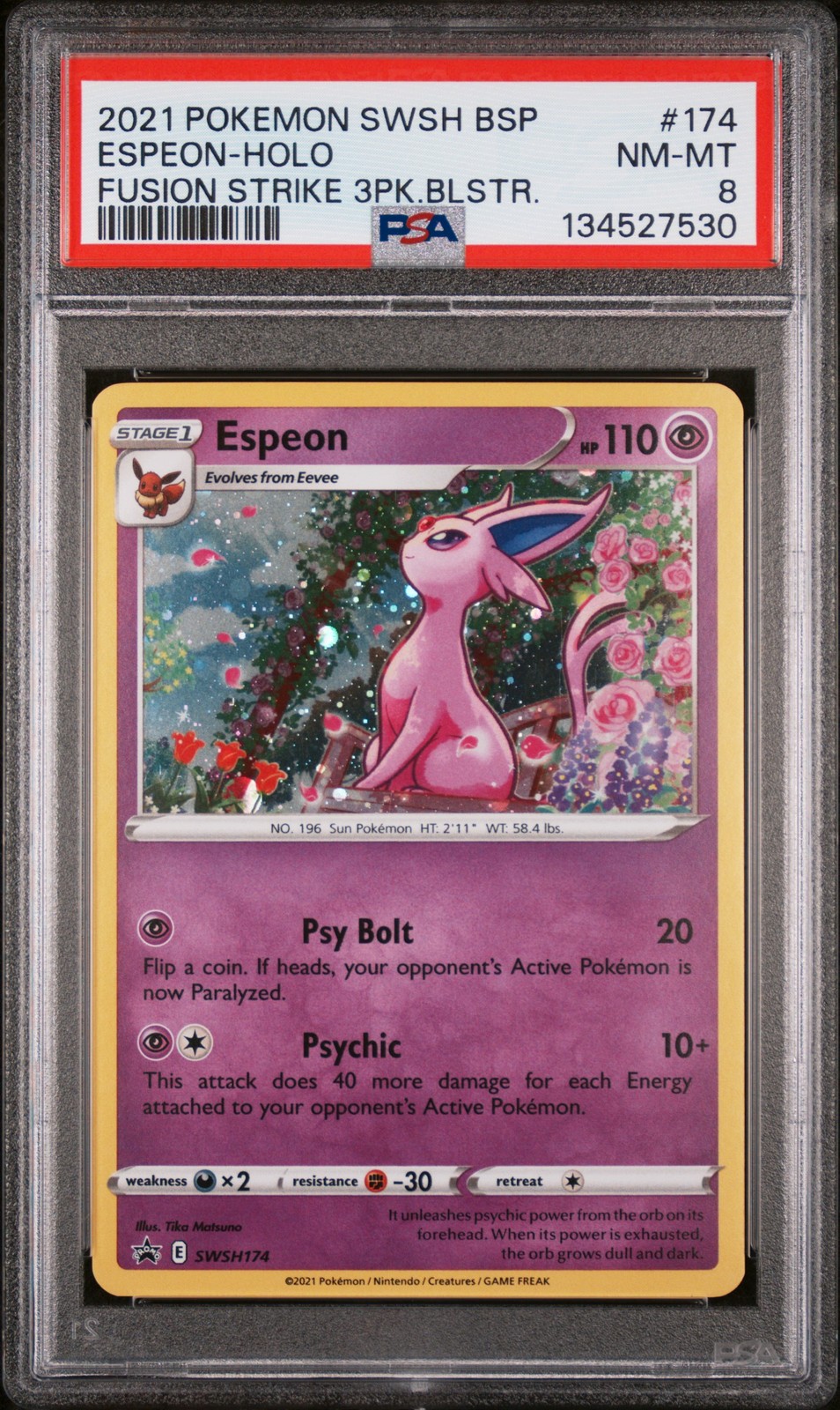 2021 POKEMON SWSH BLACK STAR PROMO #174 ESPEON-HOLO PSA 8