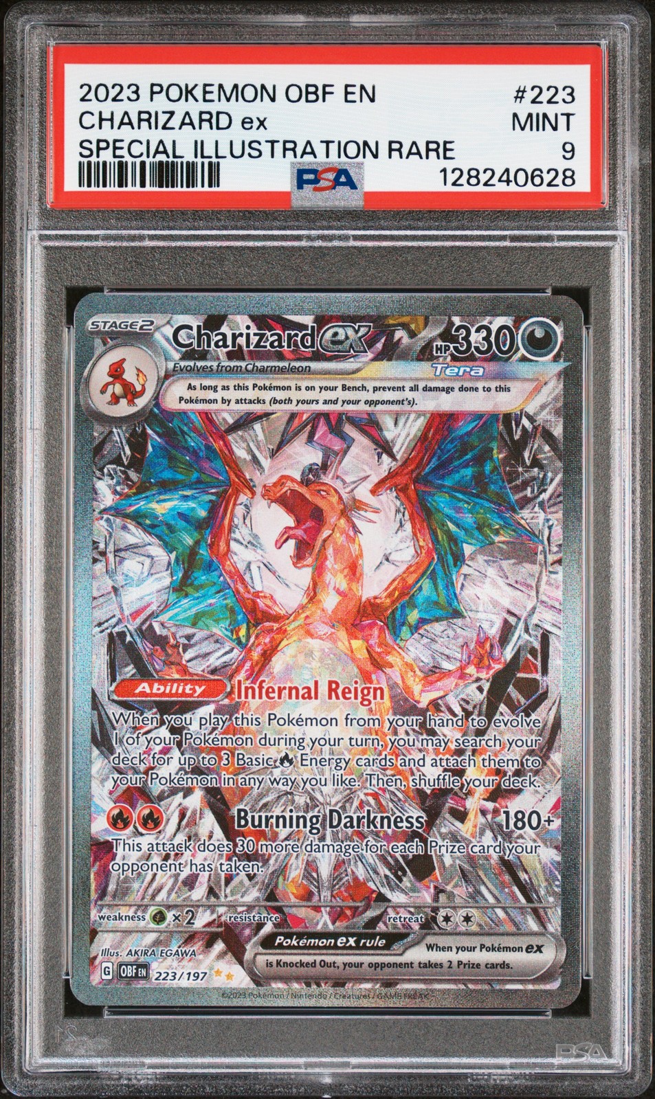 2023 POKEMON OBF EN-OBSIDIAN FLAMES SPECIAL ILLUSTRATION RARE CHARIZARD EX PSA 9 - Image 1