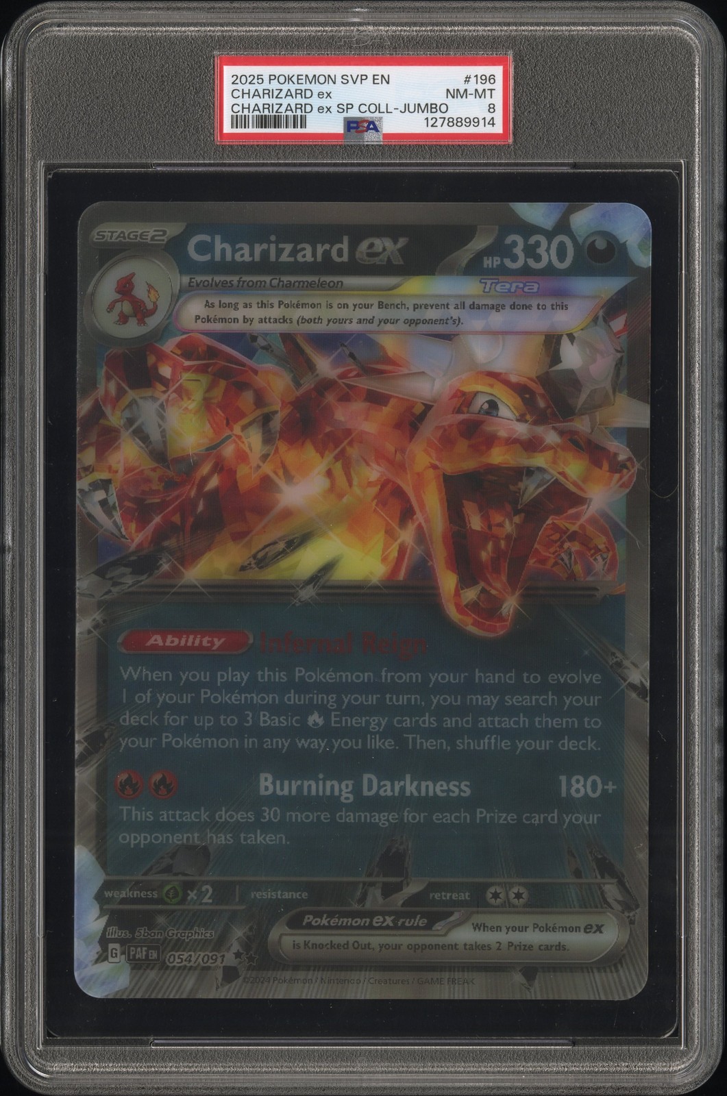 2025 POKEMON SVP EN-SV BLACK STAR PROMO #196 CHARIZARD EX PSA 8 - Image 1