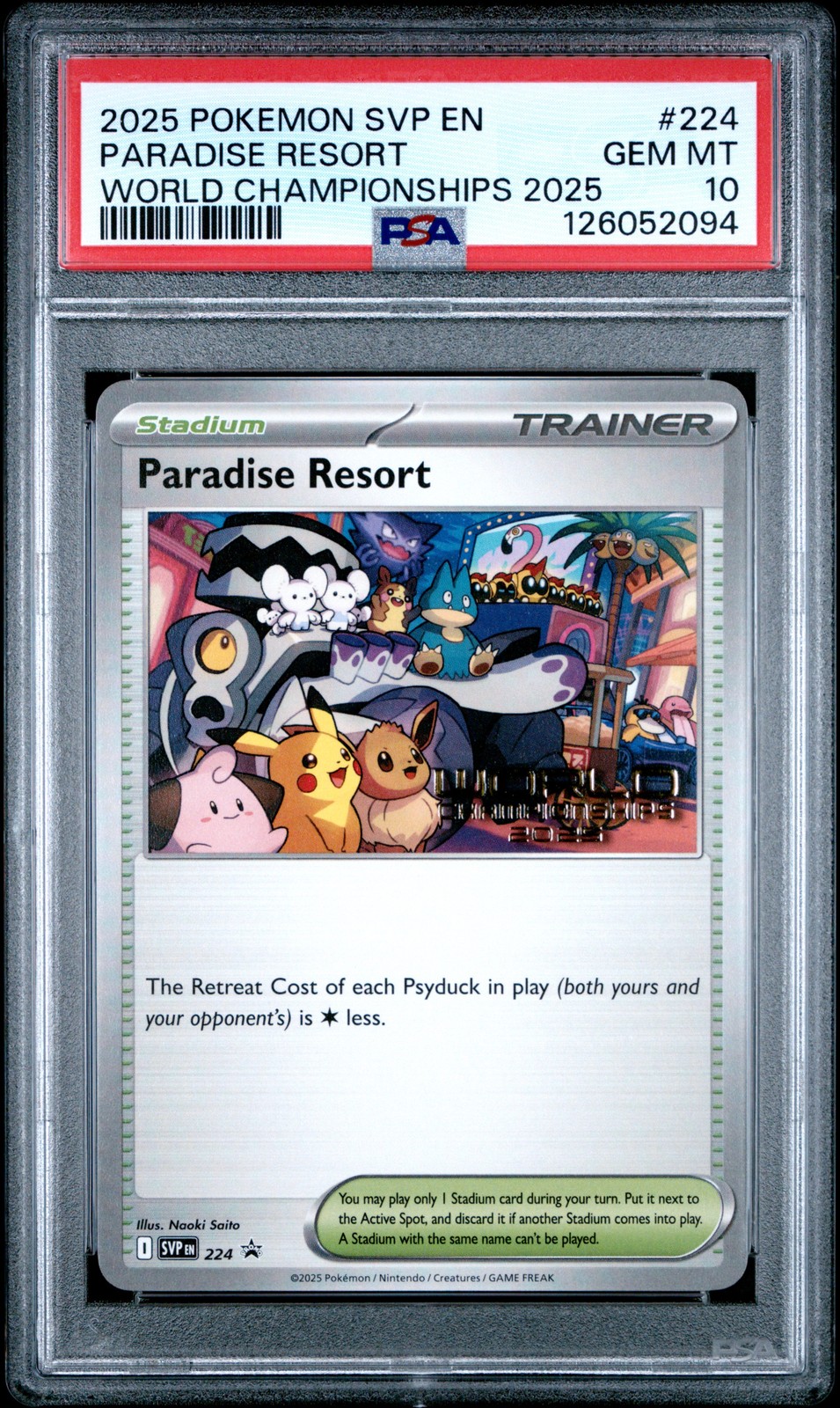 2025 POKEMON SVP EN-SV BLACK STAR PROMO #224 PARADISE RESORT PSA 10 - Image 1