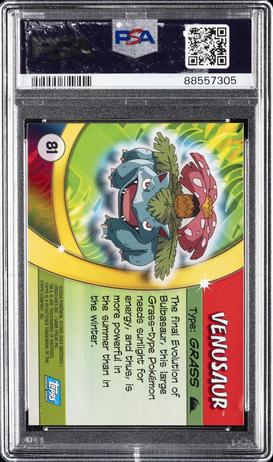 2004 TOPPS POKEMON ADVANCED CHALLENGE FOIL #81 VENUSAUR PSA 10 - Image 3