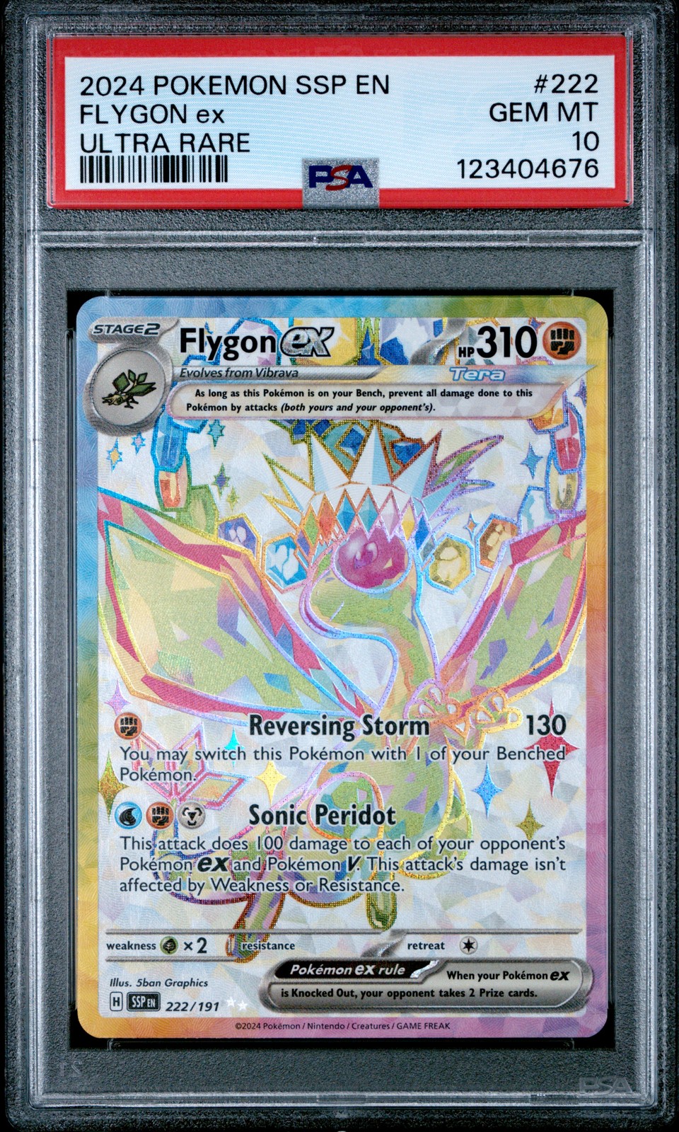 2024 POKEMON SSP EN-SURGING SPARKS ULTRA RARE #222 FLYGON EX PSA 10 - Image 1