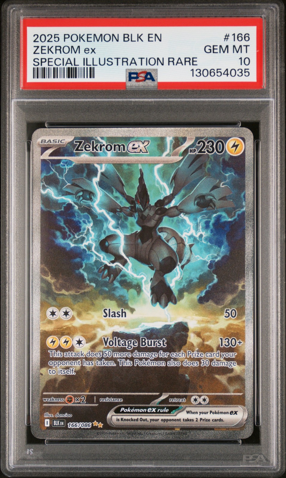 2025 POKEMON BLK EN-BLACK BOLT SPECIAL ILLUSTRATION RARE #166 ZEKROM EX PSA 10 - Image 1