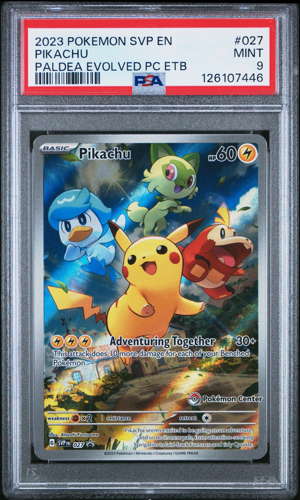 2023 POKEMON SVP EN-SV BLACK STAR PROMO #027 PIKACHU PSA 9 - Image 1