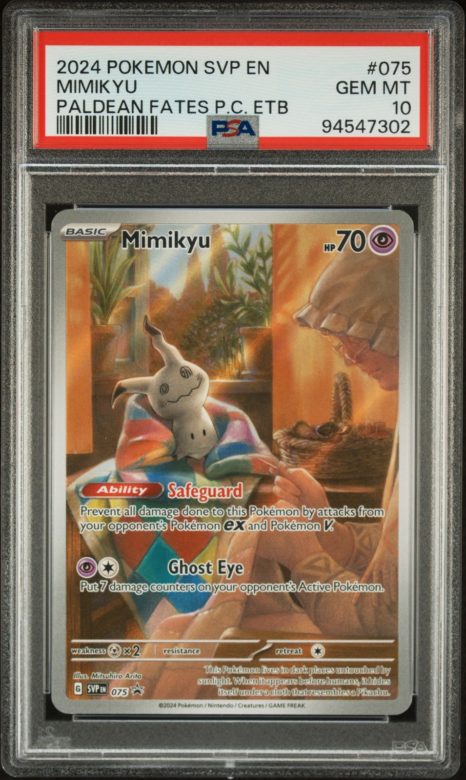 2024 POKEMON SVP EN-SV BLACK STAR PROMO #075 MIMIKYU PSA 10 - Image 1