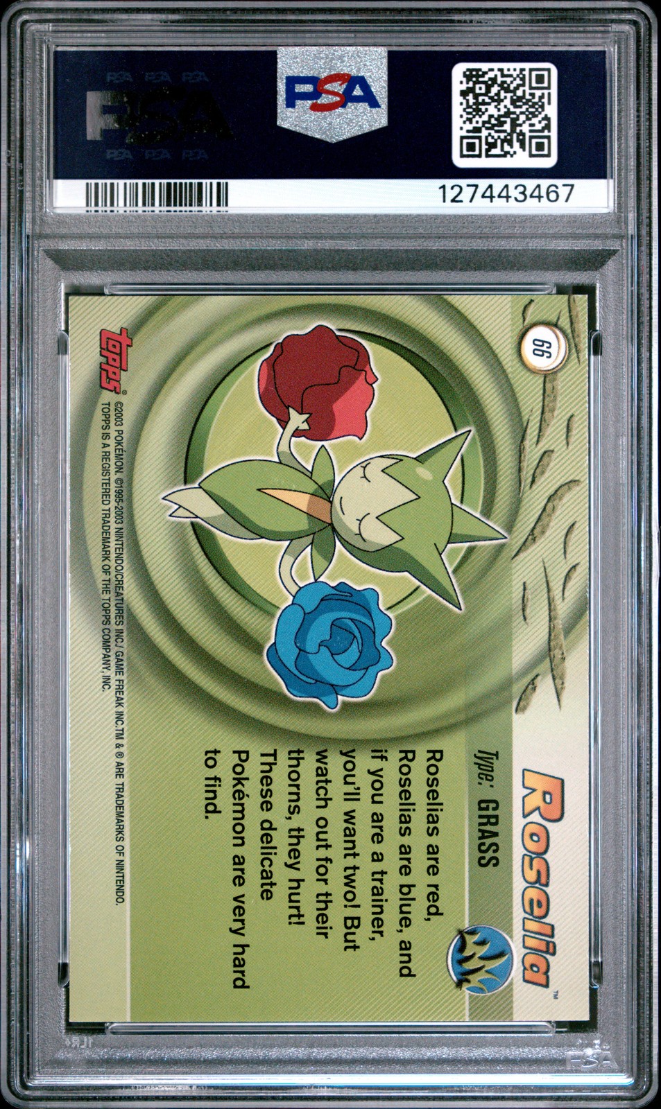 2003 TOPPS POKEMON ADVANCED #66 ROSELIA PSA 9 - Image 3