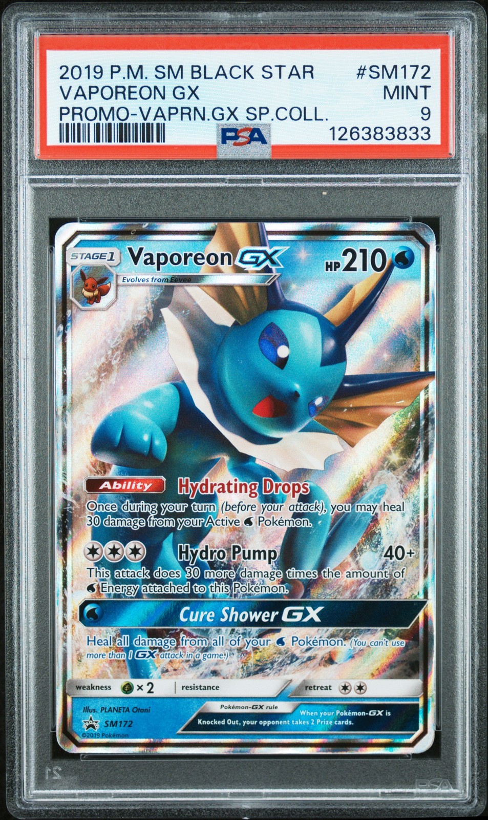 2019 POKEMON SM BLACK STAR PROMO VAPOREON GX SPECIAL COLL VAPOREON GX PSA 9 - Image 1