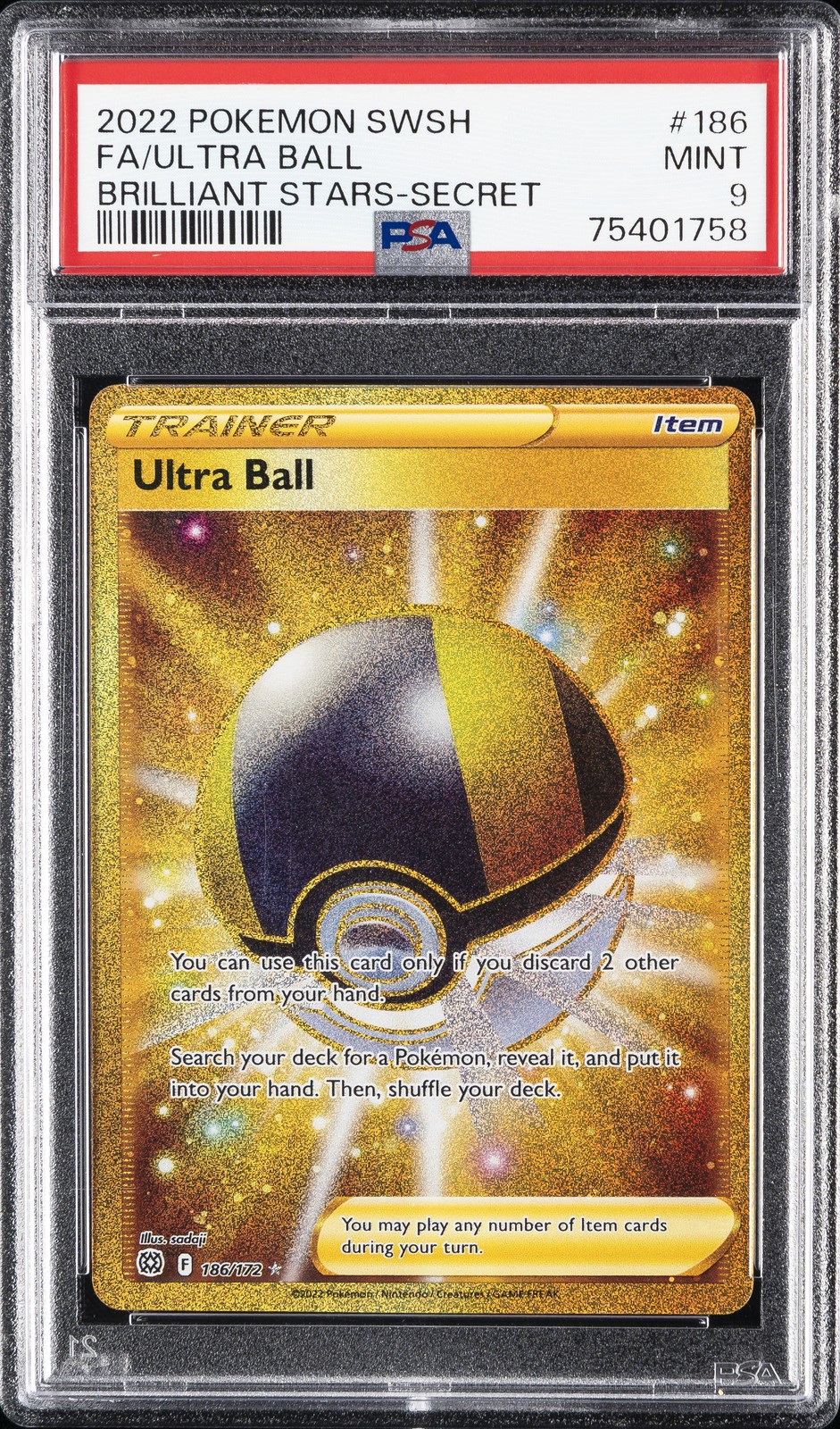 2022 POKEMON SWORD & SHIELD BRILLIANT STARS SECRET FULL ART/ULTRA BALL PSA 9 - Image 1
