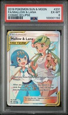 2019 POKEMON SUN & MOON COSMIC ECLIPSE #231 FULL ART/MALLOW & LANA PSA 6 - Image 2