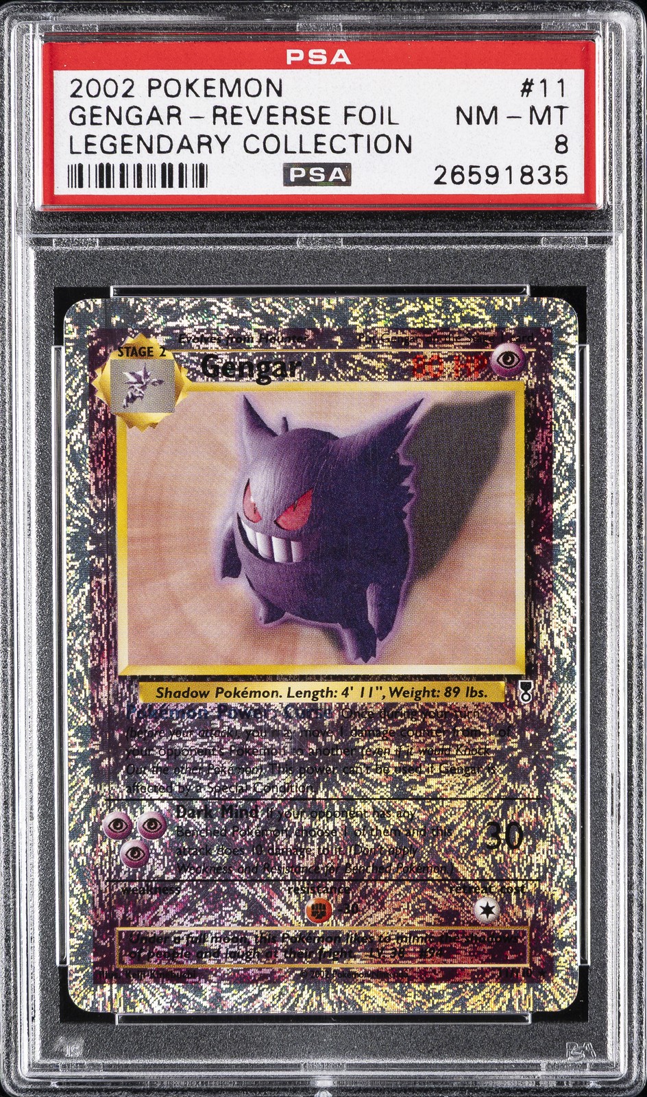 2002 POKEMON LEGEND COLL #11 GENGAR-REVERSE FOIL PSA 8 - Image 1